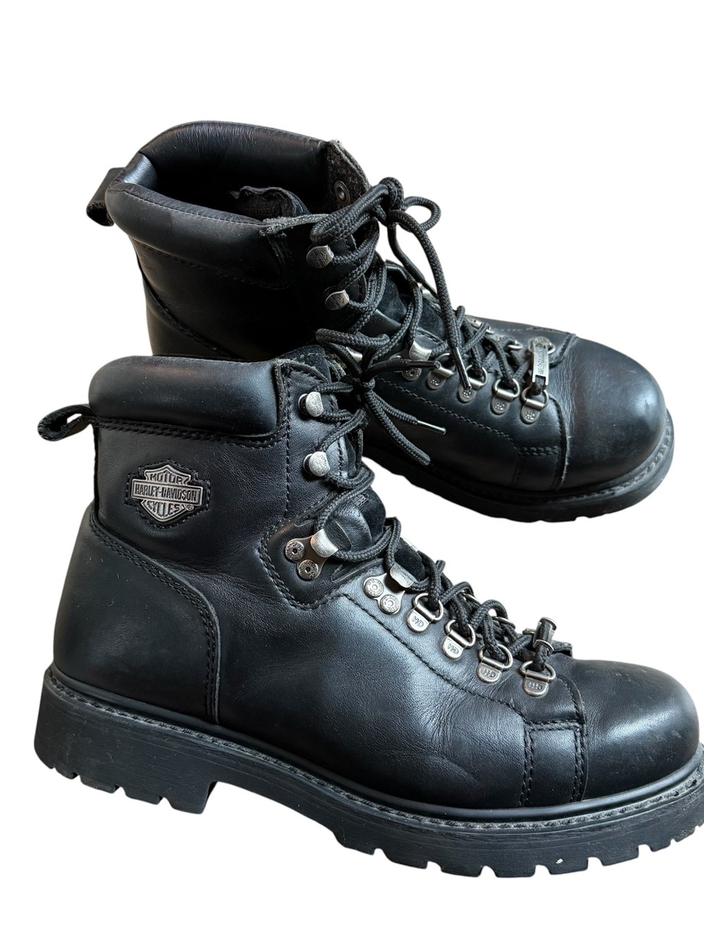 Harley Davidson men’s leather motorcycle boots size 9 black lace up